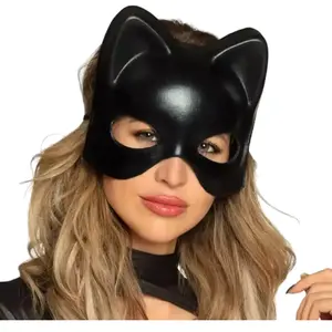 Boland 00253 - Masque pour les yeux de chat noir pour adulte - Demi masque facial unisexe pour carnaval, carnaval, soirée à thème, Halloween pas cher