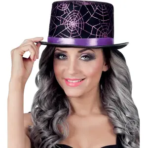 Comparateur de prix : Boland Chapeau haut de forme toile d'araignées violettes adulte Halloween