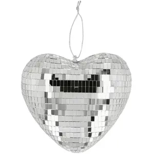Comparateur de prix : Boule disco COEUR facettes ARGENT 19cm (coeur Argent)