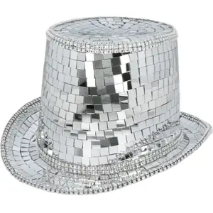 chapeau haut-de-forme facettes disco argent adulte - boland 00746 pas cher