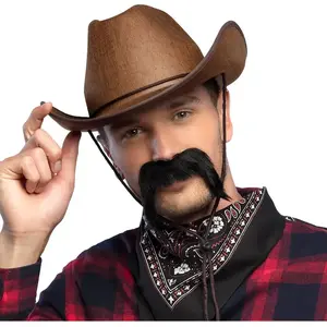 Comparateur de prix : Moustache de Cow Boy auto-adhésive - BOLAND - Blanc/Brun - Accessoire pour tenue de cow boy