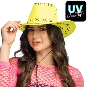Chapeau cowboy Savanne jaune fluo UV