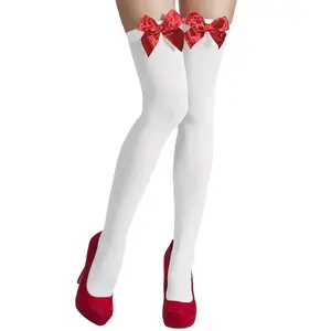Boland CAT015 - Collant Bas Blanc avec Noeud Rouge pas cher