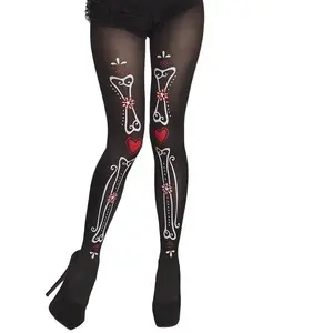 Comparateur de prix : Collant Femme - BOLAND - Day of Death - Noir - Décoré de fleurs et d'os de squelette