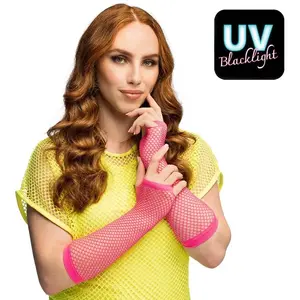 Paire gants coude Mesh rose fluo 02993BOL