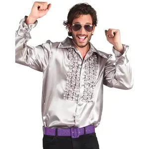 Comparateur de prix : Boland - Chemise Disco à Volants, Argent, pour Homme, Costume, Chemise de soirée, Schlager Move, 70s, fête à thème, Carnaval