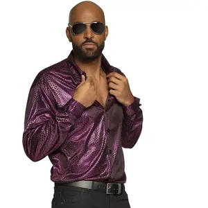 Comparateur de prix : Boland - Disco Shirt Funky, pour homme, violet, chemise, top, tissu brillant, fête, fête à thème, carnaval