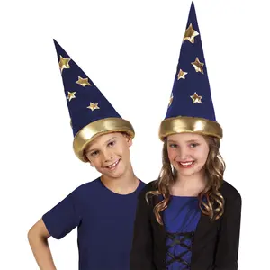 Comparateur de prix : Boland Chapeau de magicien enfant - Conte de fée - Bleu nuit - Étoiles dorées - Taille enfant