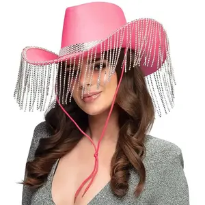 Comparateur de prix : chapeau cowgirl rose franges adulte - boland 04517