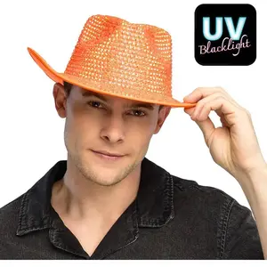 Chapeau cowboy Aurora orange fluo UV