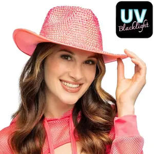 Chapeau cowboy Aurora rose fluo UV