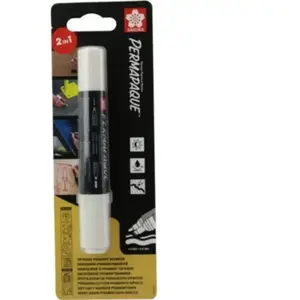 Sakura - Permapaque Marqueur 2 pointes fine et biseau blanc pas cher