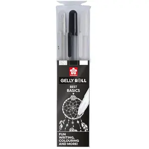 Comparateur de prix : Sakura Stylo Gel Gelly Roll 3 Couleurs Set Noir Et Blanc + Pailleté