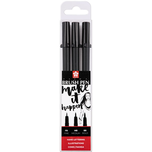 Comparateur de prix : SAKURA Stylo pinceau PIGMA BRUSH, étui de 3, noir