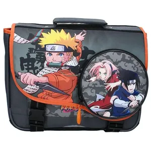 Cartable - NARUTO - 38 cm - Gris/Noir - 2 Soufflets - Bretelles ajustables - Zippée pas cher