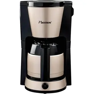 Comparateur de prix : Bestron Machine à café filtre pour 8 tasses de café, Cafetières filtres avec thermos d'1 litre, incluant un filtre permanent et arrêt automatique, Satin Collection, 900 W Couleur: Beige Clair