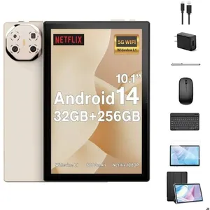 TAKINURU Tablette 10.3  Newest Tablette Android 14 avec 5G WiFi 6,32Go RAM + 256Go ROM 8000mAh,tablette avec Clavier,doréeVendu parcdiscount