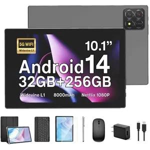 Tablette Tactile 10.1 Pouces TAKINURU, Android 14, 32Go+256Go, Octa-Core, 5G Wifi, Type-C, 8000mAh, Avec clavier souris ,grisVendu parcdiscount