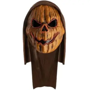 Masque d'horreur citrouille avec cagoule lumineux pas cher