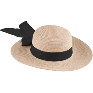 Chapeau de Paille avec Bandeau Noir pour Femme pas cher