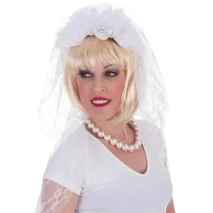 Comparateur de prix : RueDeLaFete Serre-Tête Voile de Mariée dentelle blanche