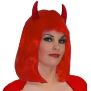 Linder Perruque diable avec cornes rouge pas cher