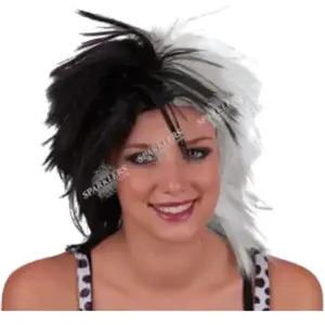 Linder Perruque de Cruella NOIR & BLANCHE pas cher