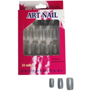 Comparateur de prix : Faux ongles - Kit de 24 - Argent pailleté - Pour femme