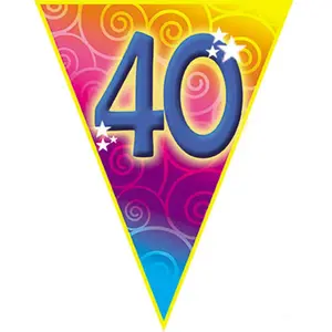 Guirlande fanions âge 40 Ans 5 m - Coloré - Taille Unique