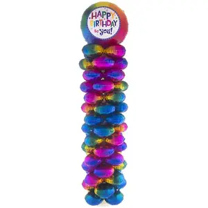Comparateur de prix : RueDeLaFete Support avec 16 ballons aluminium Happy Birthday