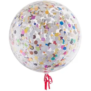 Comparateur de prix : RueDeLaFete Ballon bubble rond avec confettis 45 cm