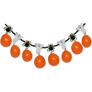 Guirlande fantômes araignées et 8 ballons oranges 140cm pas cher