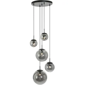 Comparateur de prix : Besselink licht Sienna BolliquePlafonnier Cluster Suspension Noir, Ampoules Verre Fumé