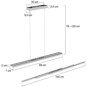 Steinhauer Suspension LED Zelena Motion, couleur acier, CCT, métal pas cher