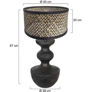 Steinhauer Lampe à poser Lyons 3747ZW, tressage noir/naturel pas cher