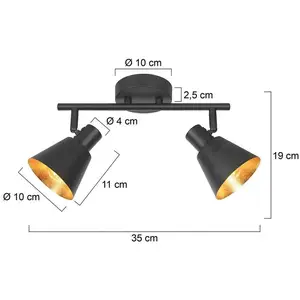 Steinhauer Mexlite - spot - Oeroe - noir - métal - spot en saillie - E14 - pas cher