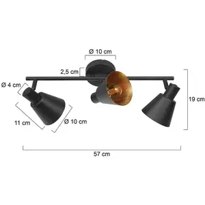 Steinhauer Spot pour plafond Oeroe, à 3 lampes, noir, métal, E14 pas cher