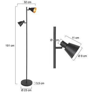 Comparateur de prix : Steinhauer Lampe sur pied Oeroe, à 2 lampes, noir, métal, E14