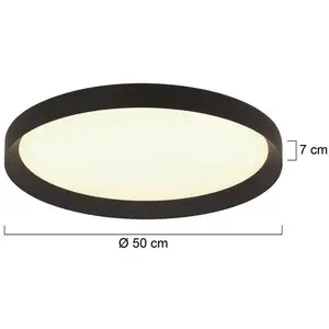 Comparateur de prix : Steinhauer Plafonnier LED Flady, noir, Ø 50 cm, direct/indirect