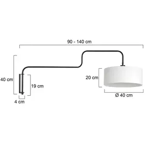 Steinhauer Applique murale Bloeba, noir/blanc, portée 140 cm, lin pas cher