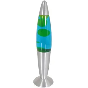 Comparateur de prix : Mexlite Lampe de table lampe de chevet lampe de bureau lampe à lave, métal aluminium, noir bleu vert, 1x E14 25 watts 200 lumens 2700 Kelvin blanc chaud, h