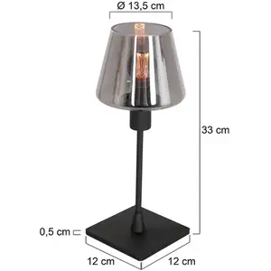 Lampe de table Ancilla - noir - verre - 13,5 cm - E14 (petit raccord) - 3102ZW - Noir - Steinhauer pas cher