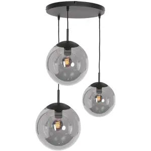Comparateur de prix : Steinhauer Suspension en verre Bollique, noire, à 3 lampes