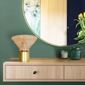 Steinhauer Lampe table Ambiance abat-jour verre laiton/ambre pas cher