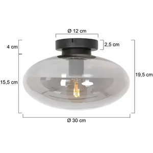Reflexion Plafondlamp 1-lichts 30cm zwart/smoke - Modern - Steinhauer pas cher