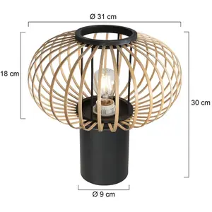 Steinhauer - Lampe De Table - Bloeba - Naturel Noir - Bambou pas cher