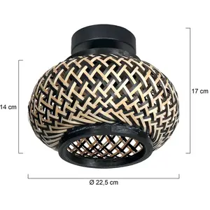 Steinhauer - plafonnier - Bloeba - naturel noir - bambou métal pas cher