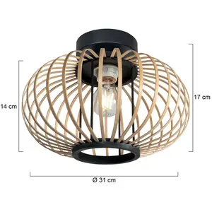 Anne Light Plafonnier Bloeba, noir, tiges de bambou, Ø 31 cm pas cher