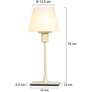 Steinhauer Lampe à poser Ancilla, couleur crème, hauteur 33 cm, métal, verre, culot E14 pas cher