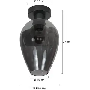 Steinhauer - Plafonnier - Bloeba - Noir - Verre - Ø 23cm - E27 - pas cher